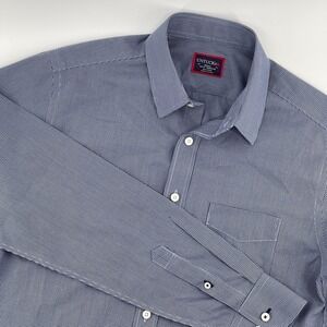 UNTUCKit Men's Slim Fit Wrinkle Free Blue Gingham Dress Shirt Size Small